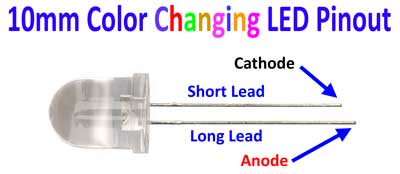 10mm Color Changing LED Pinout