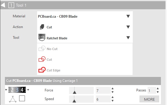 CB09 Blade Holder Ratchet Settings in Silhouette Studio