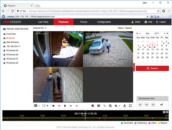 Hikvision Through IE Tab Show Success Showing Camera Screens