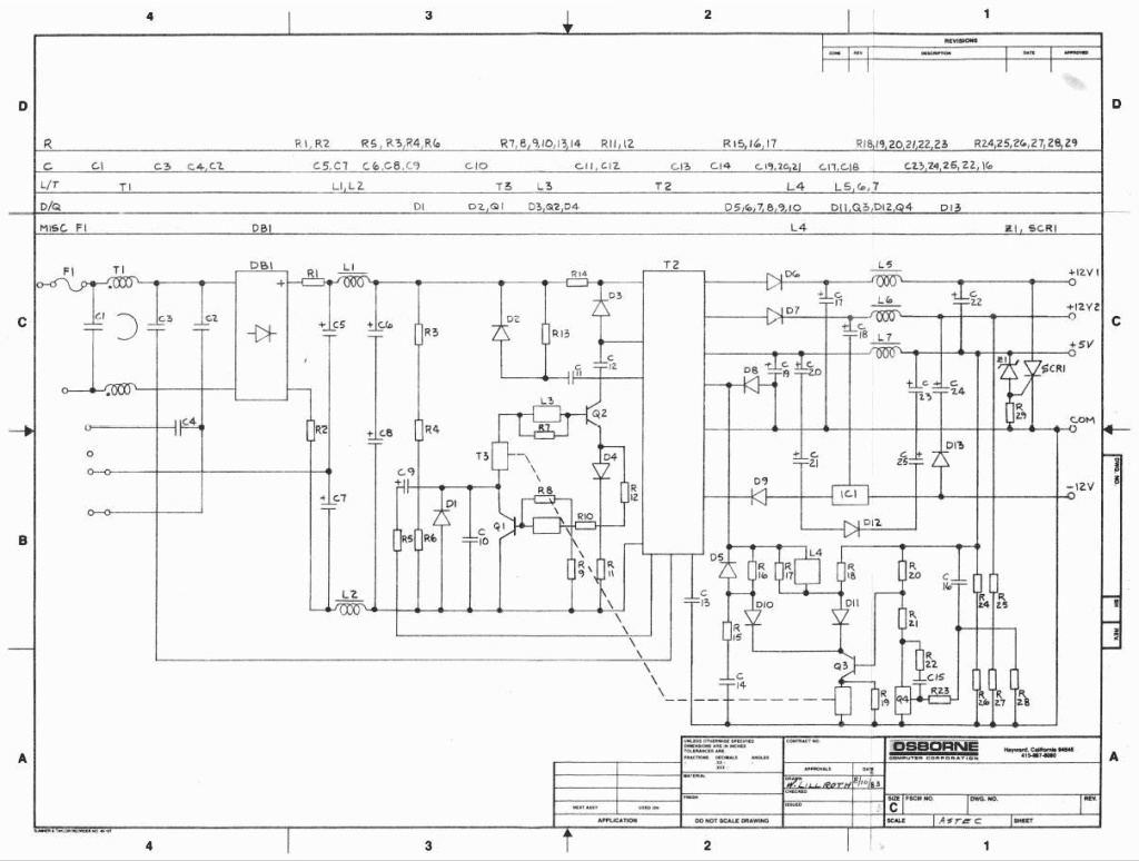 Schematic Diagram of the TRS-80 Model 4 Astec Power Supply